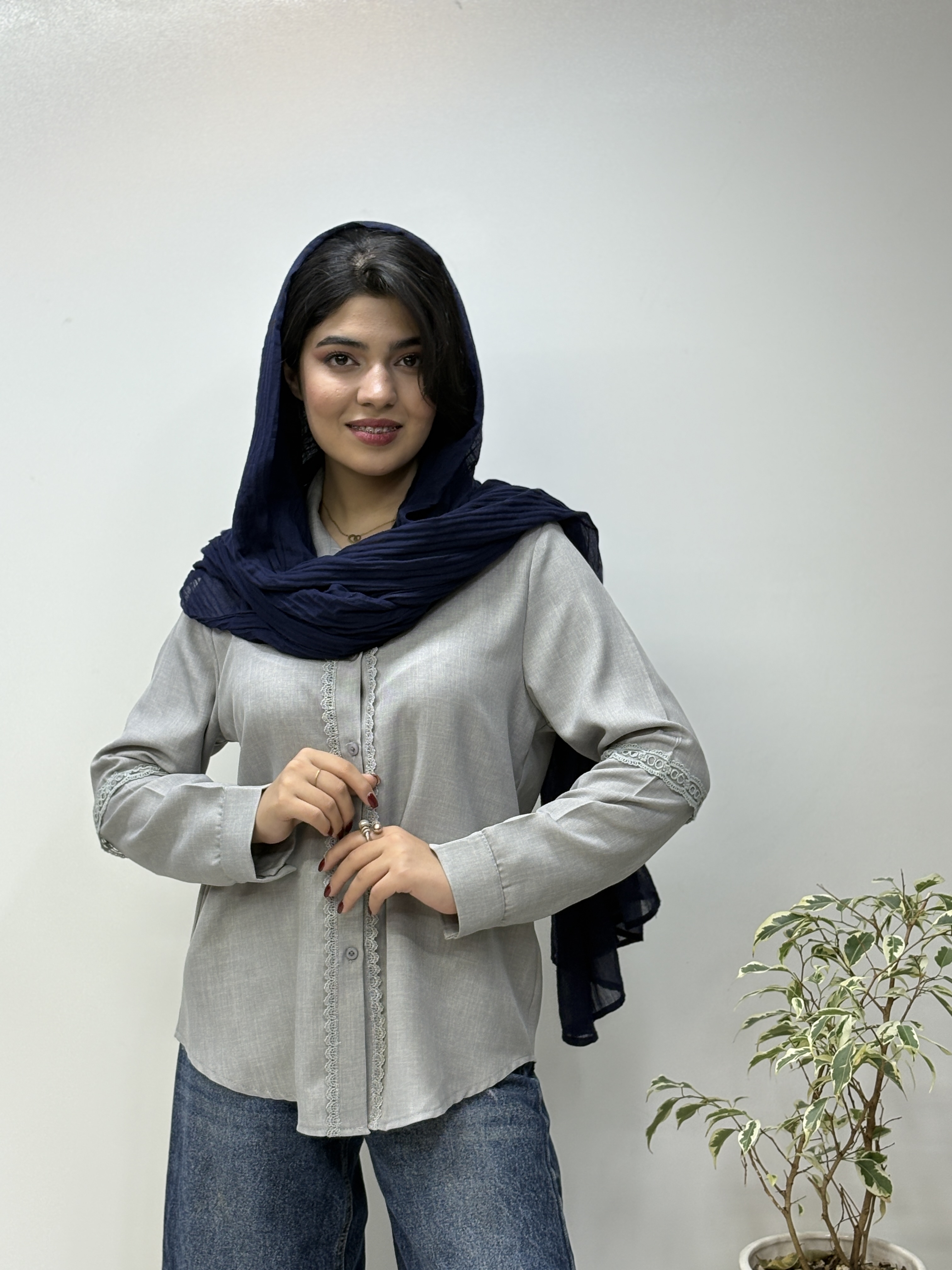 شومیز دخترونه نخی با دانتل